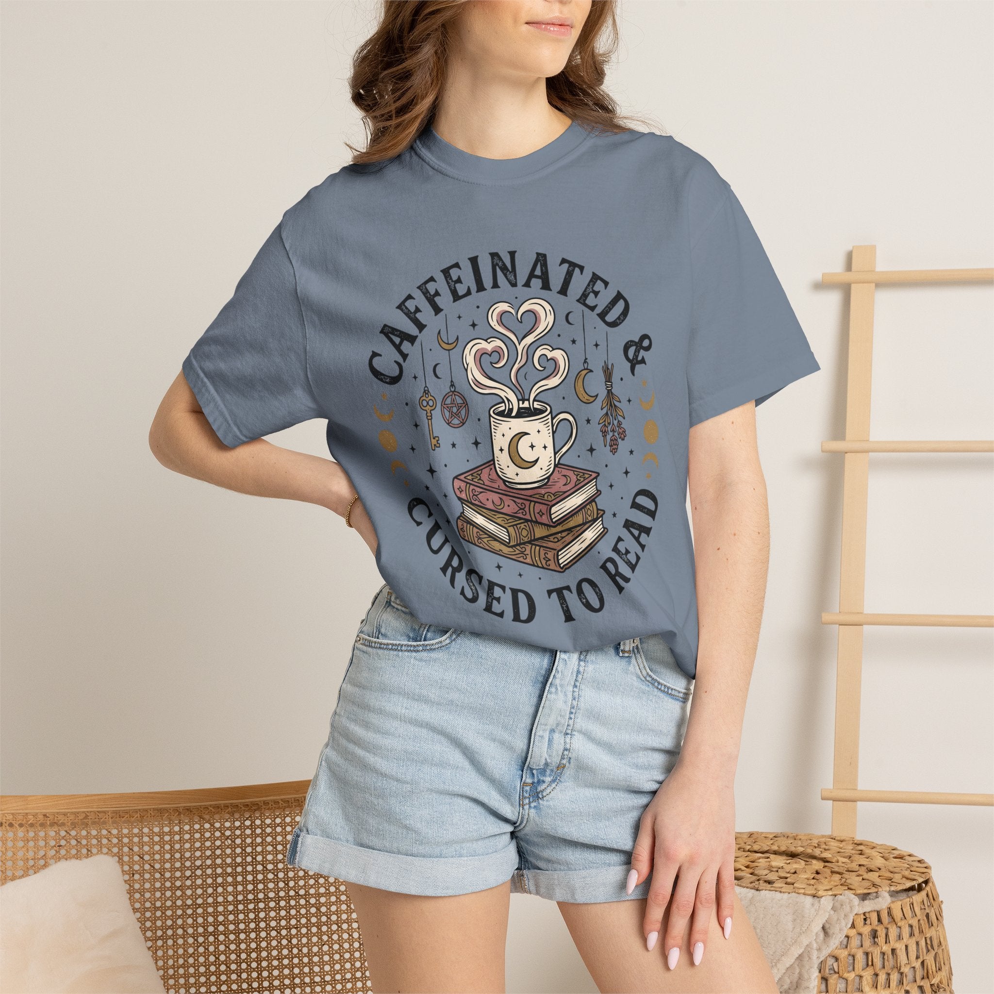 Caffeinated & Cursed To Read T-Shirt