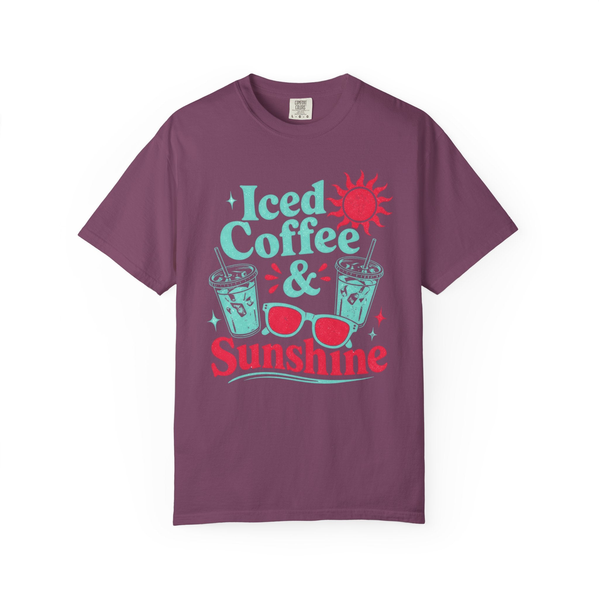 Iced Coffee & Sunshine Blue and Red T-Shirt