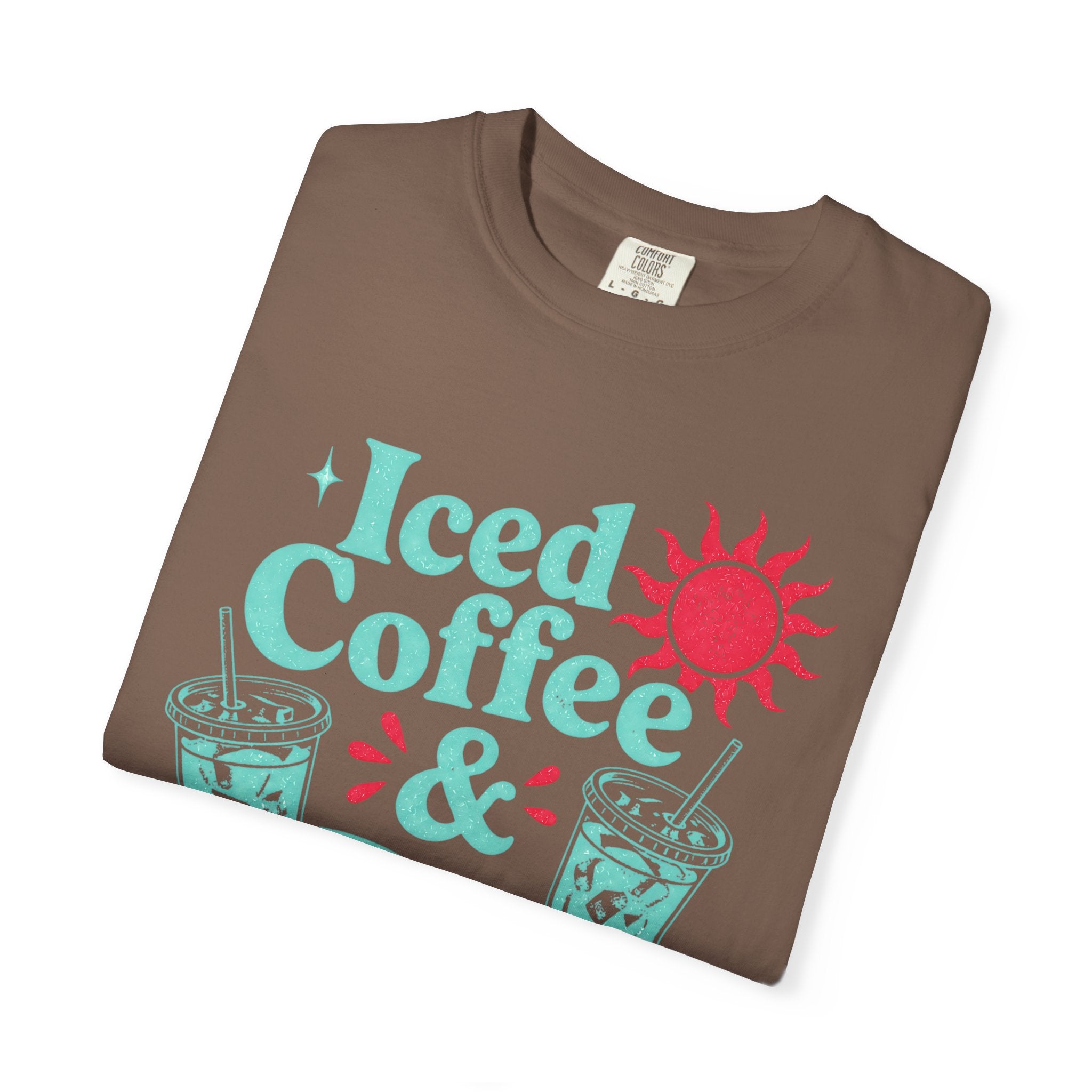 Iced Coffee & Sunshine Blue and Red T-Shirt