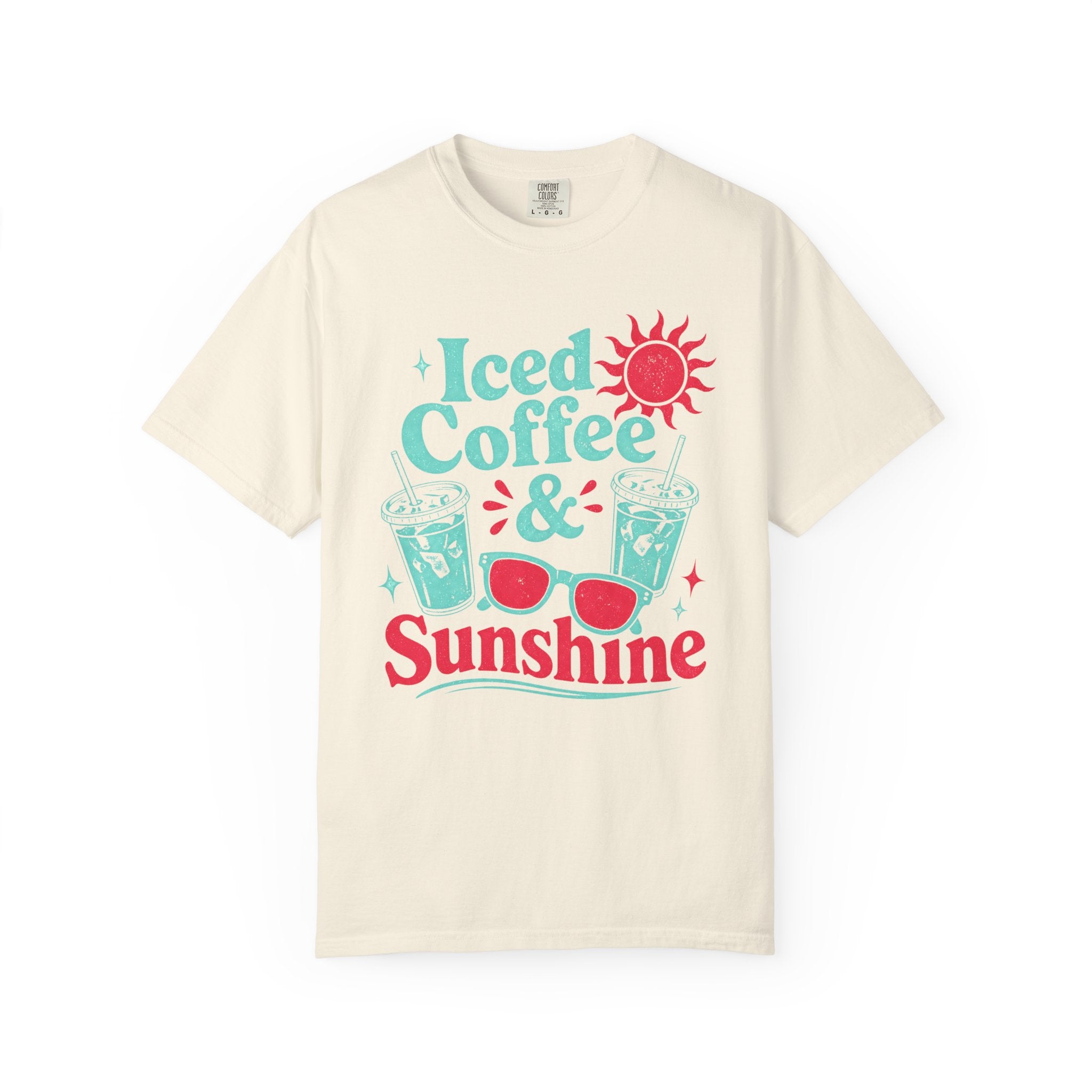 Iced Coffee & Sunshine Blue and Red T-Shirt