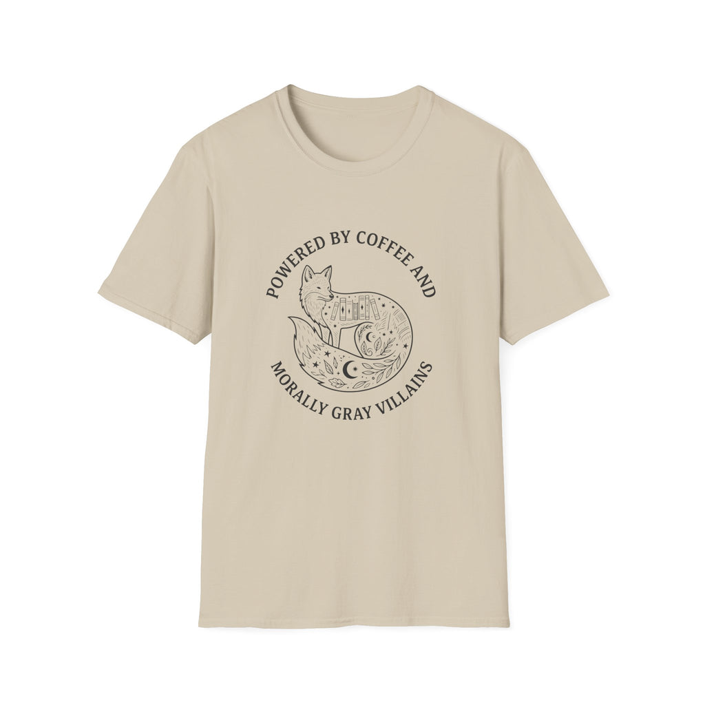 Powered By Coffee & Morally Gray Villains T-Shirt