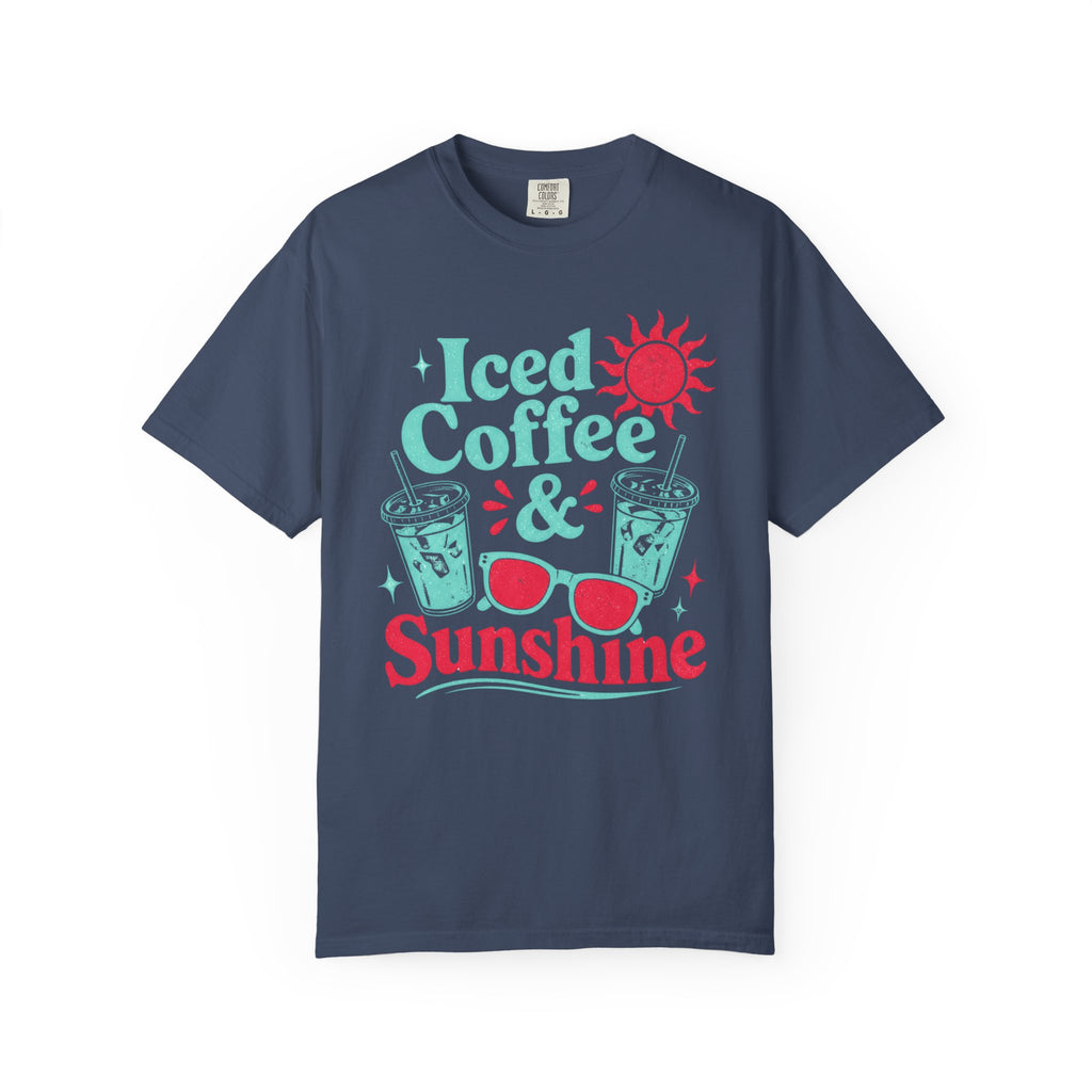 Iced Coffee & Sunshine Blue and Red T-Shirt