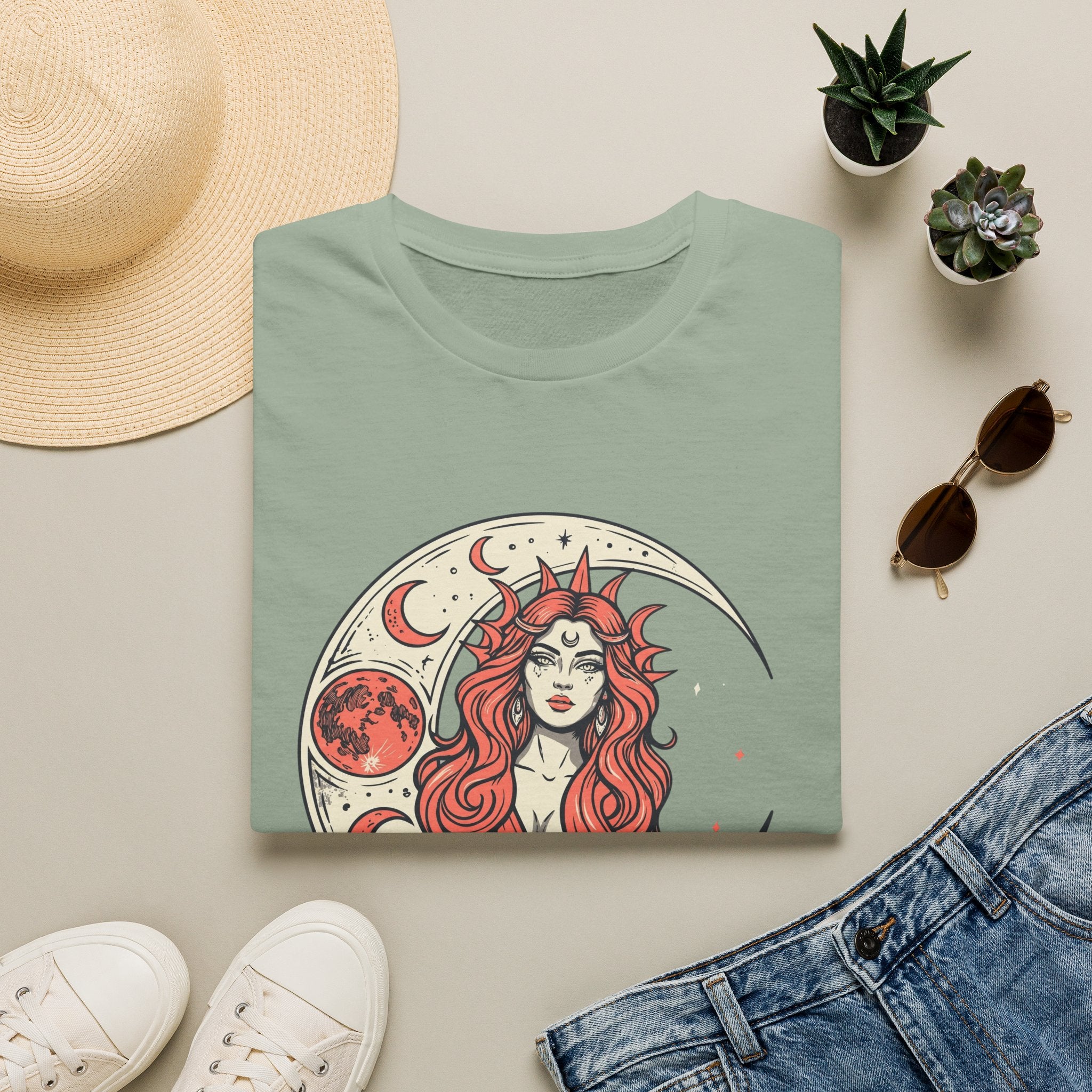 Moon Goddess Coral Graphic T-Shirt