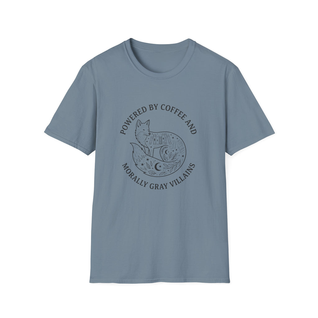 Powered By Coffee & Morally Gray Villains T-Shirt