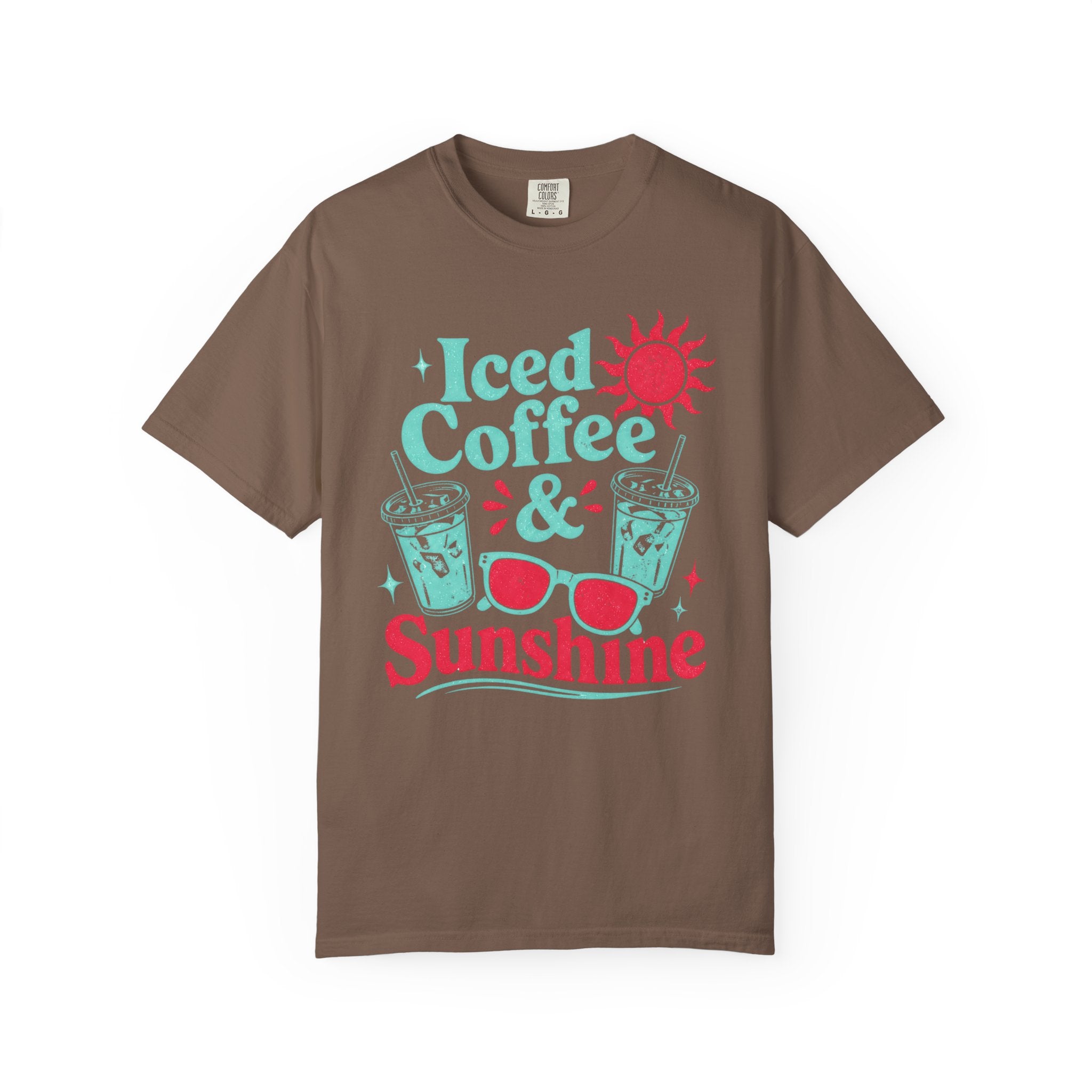 Iced Coffee & Sunshine Blue and Red T-Shirt