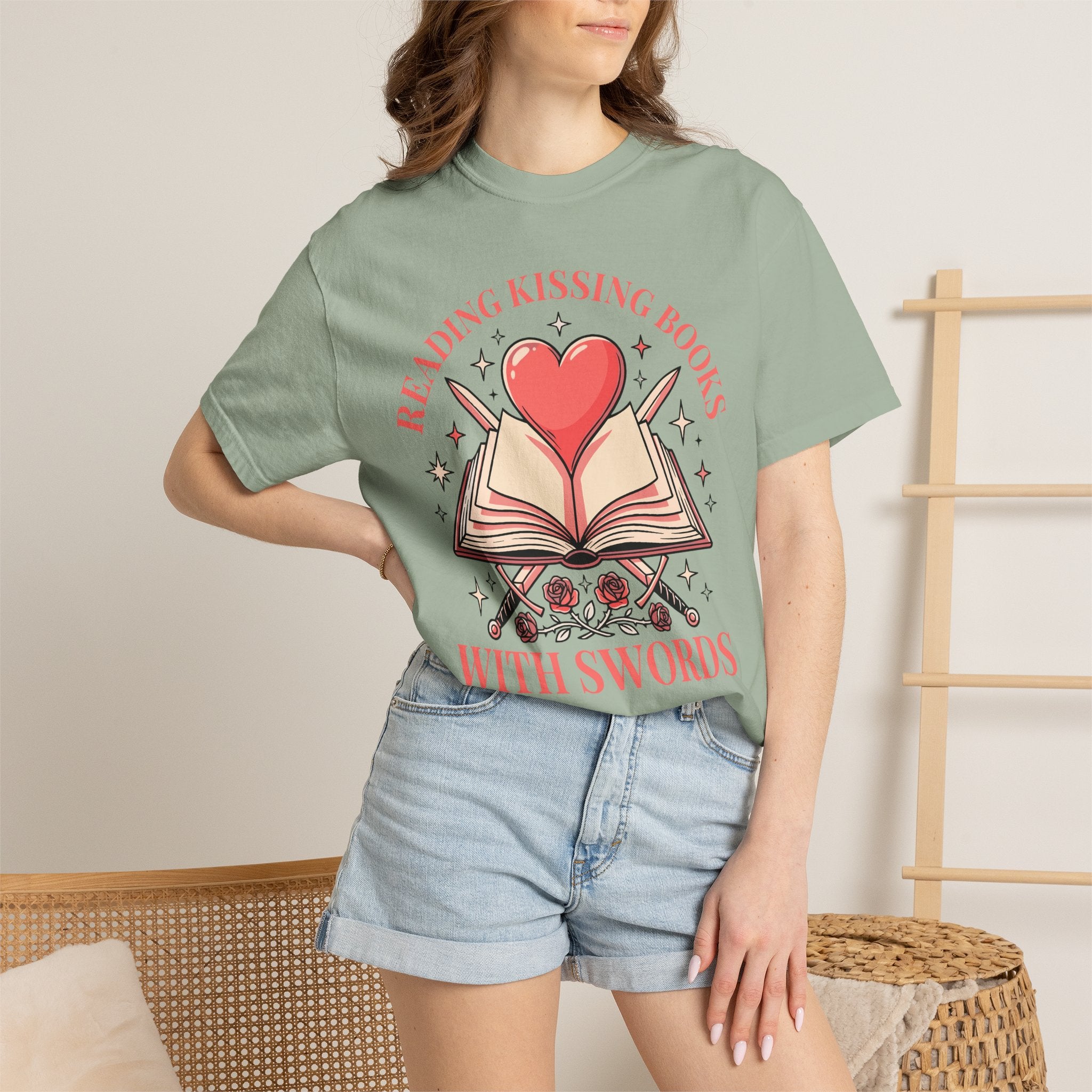 Reading Kissing Books With Swords T-Shirt
