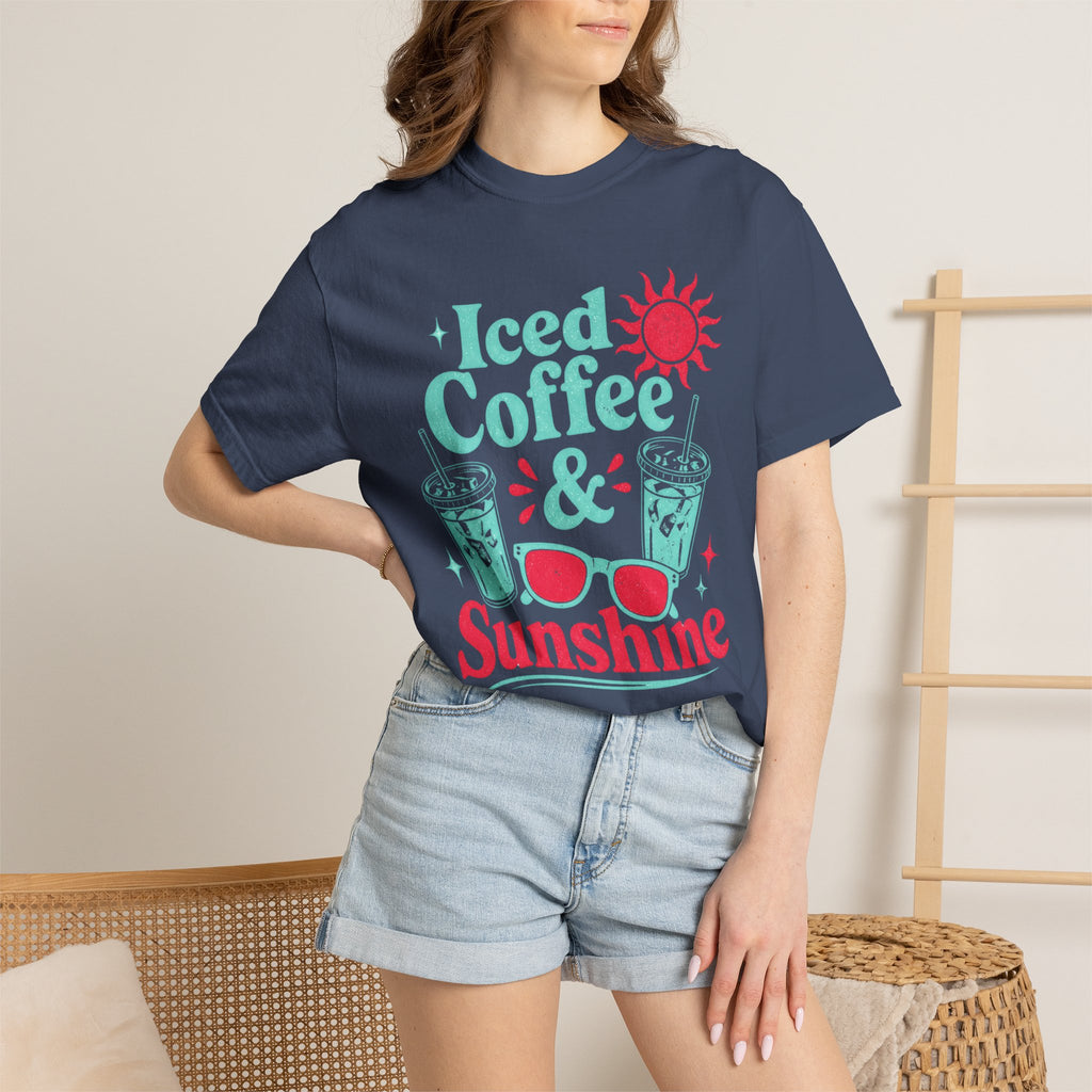 Iced Coffee & Sunshine Blue and Red T-Shirt