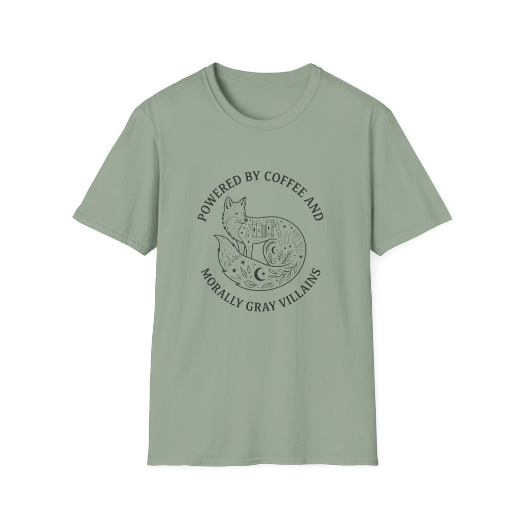 Powered By Coffee & Morally Gray Villains T-Shirt