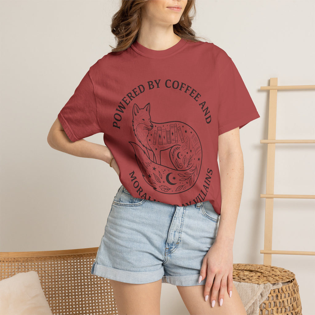 Powered By Coffee & Morally Gray Villains T-Shirt