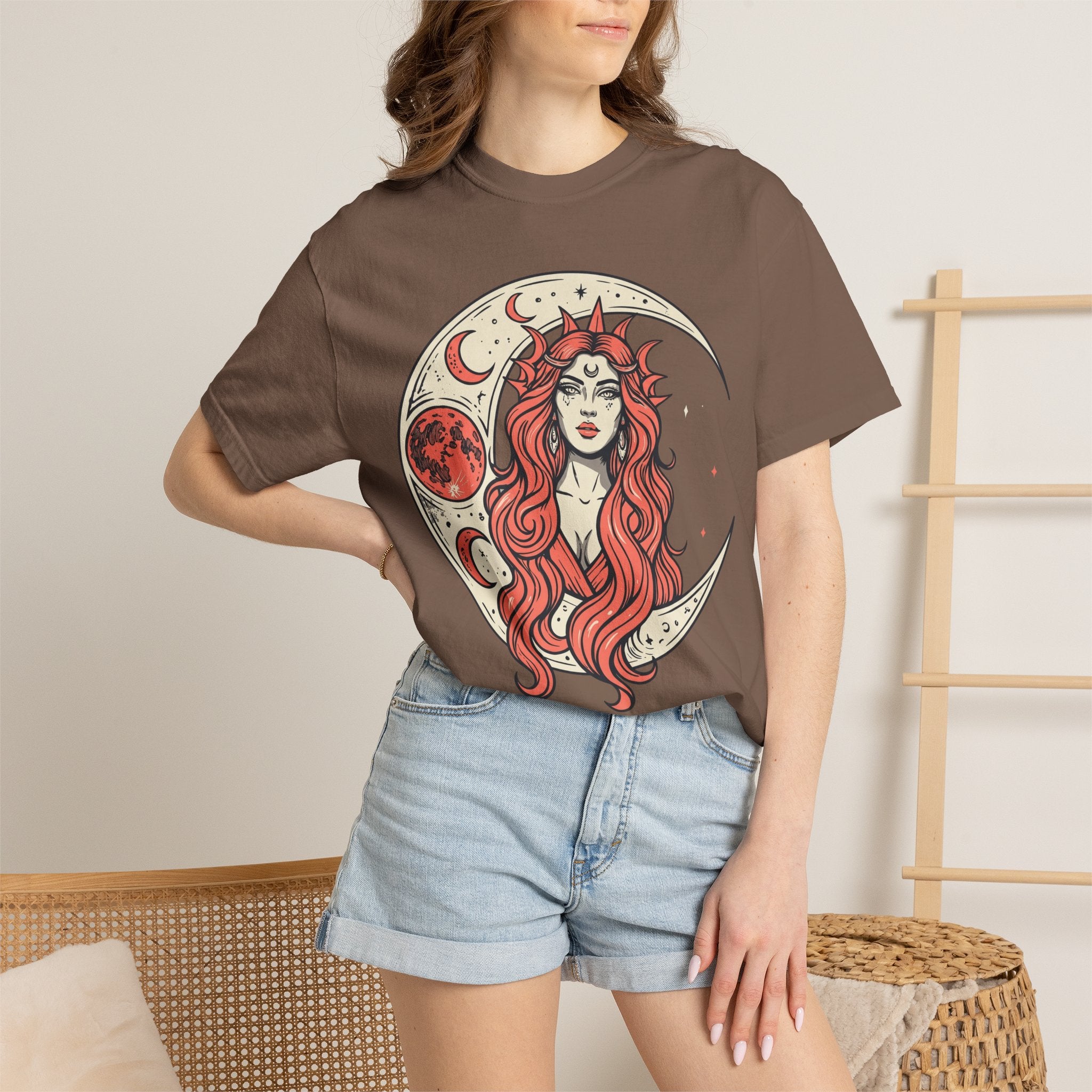 Moon Goddess Coral Graphic T-Shirt