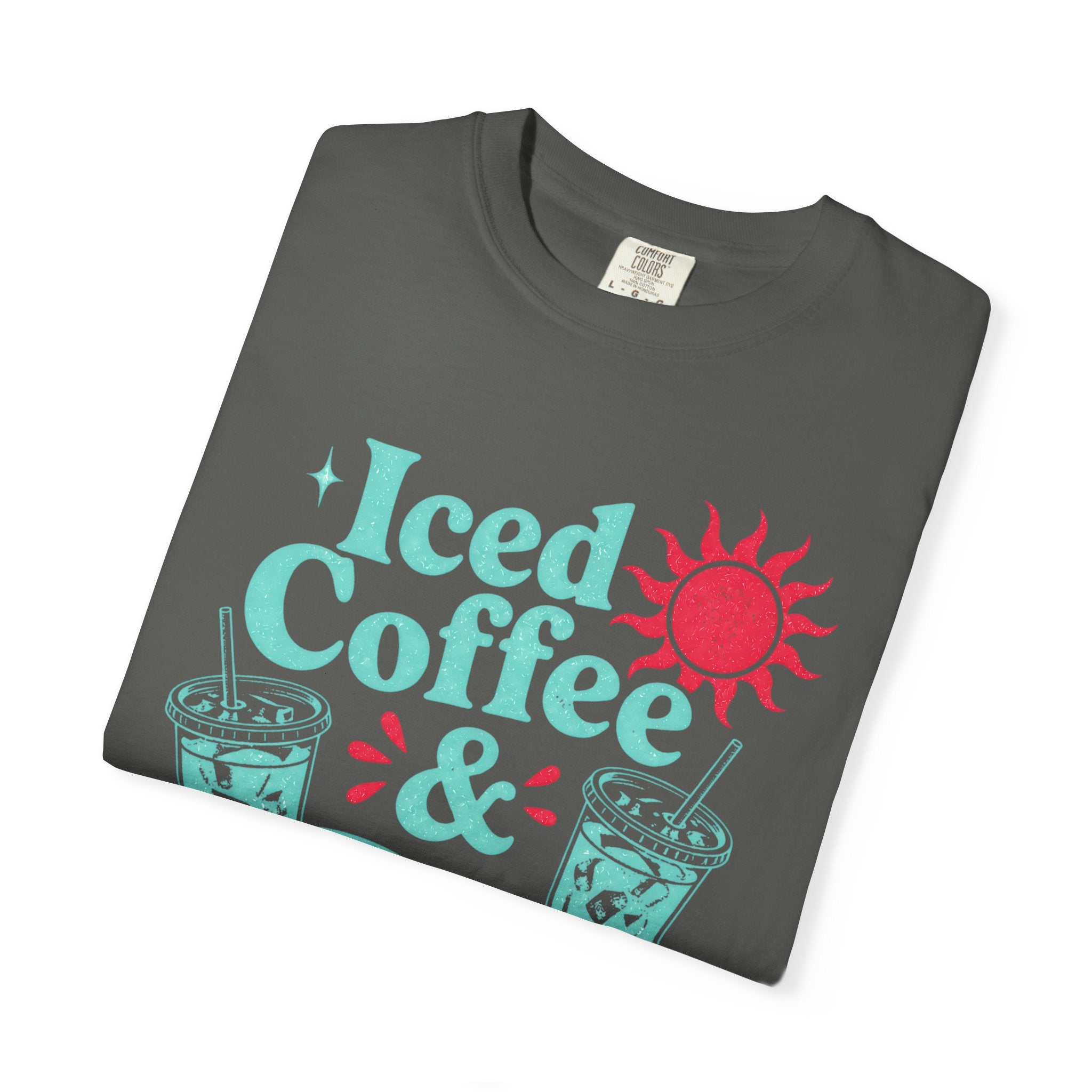 Iced Coffee & Sunshine Blue and Red T-Shirt