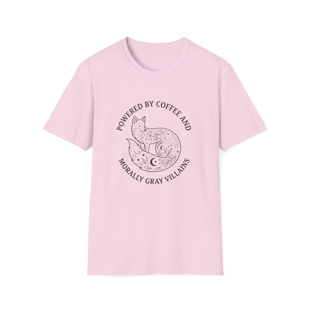 Powered By Coffee & Morally Gray Villains T-Shirt