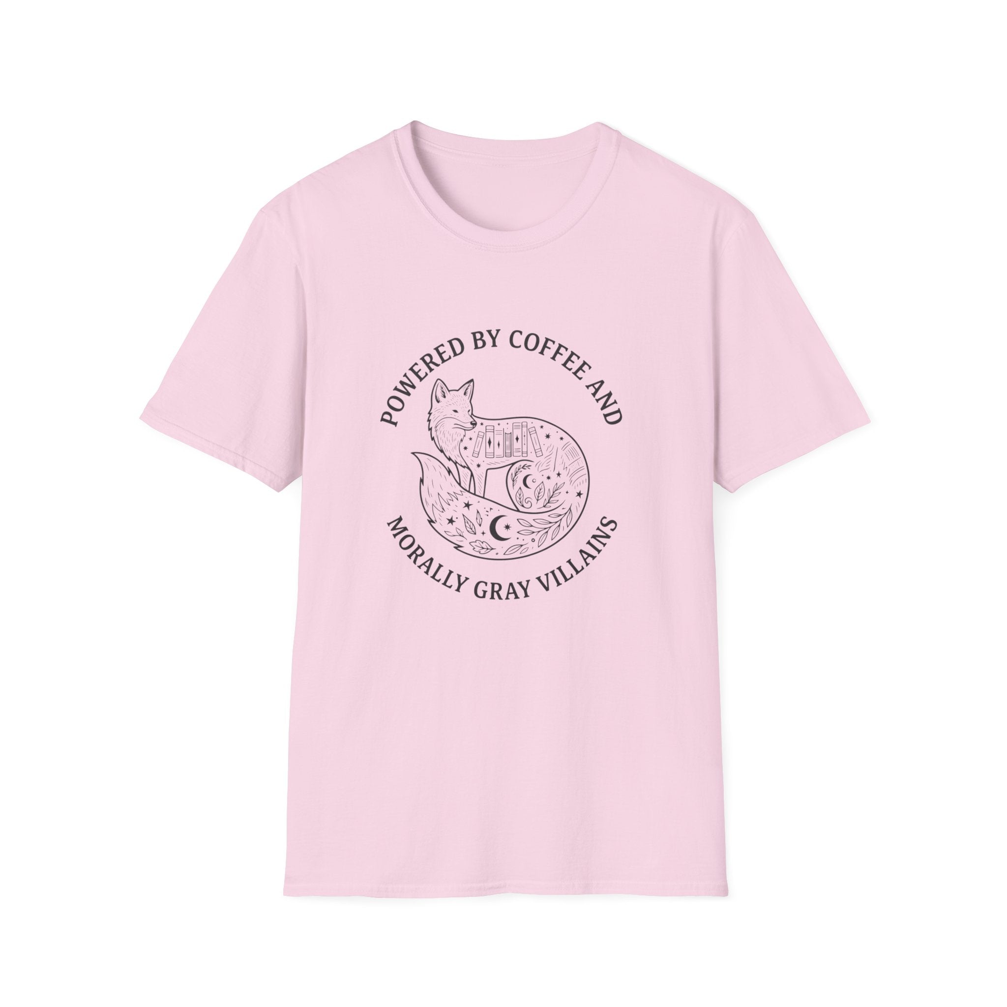 Powered By Coffee & Morally Gray Villains T-Shirt
