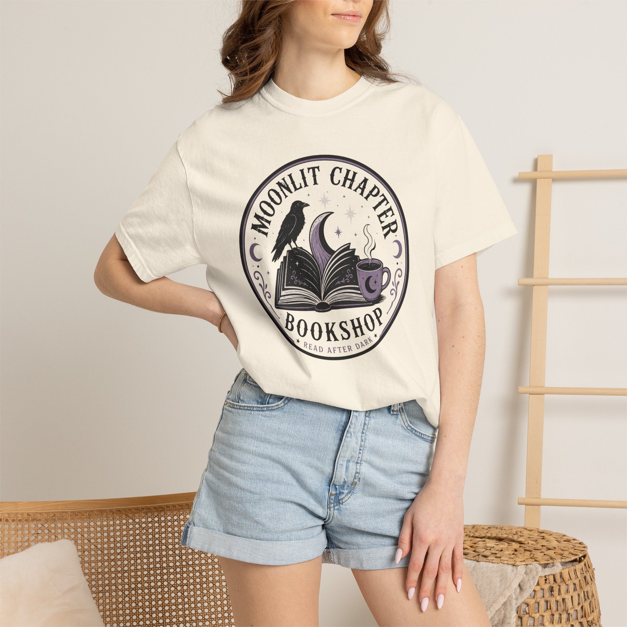 Moonlit Chapter Read After Dark Circle Badge Comfort Colors T-Shirt