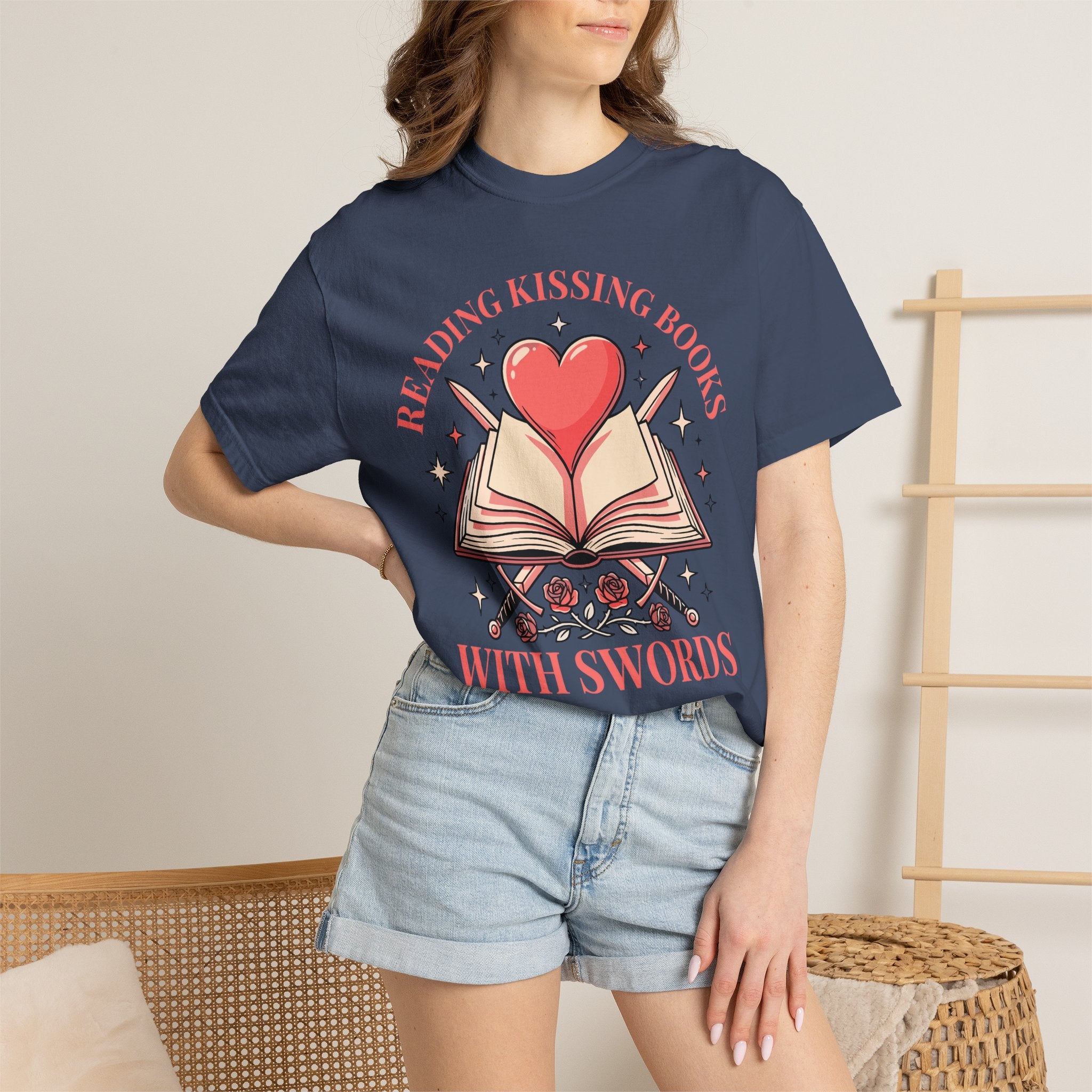 Reading Kissing Books With Swords T-Shirt