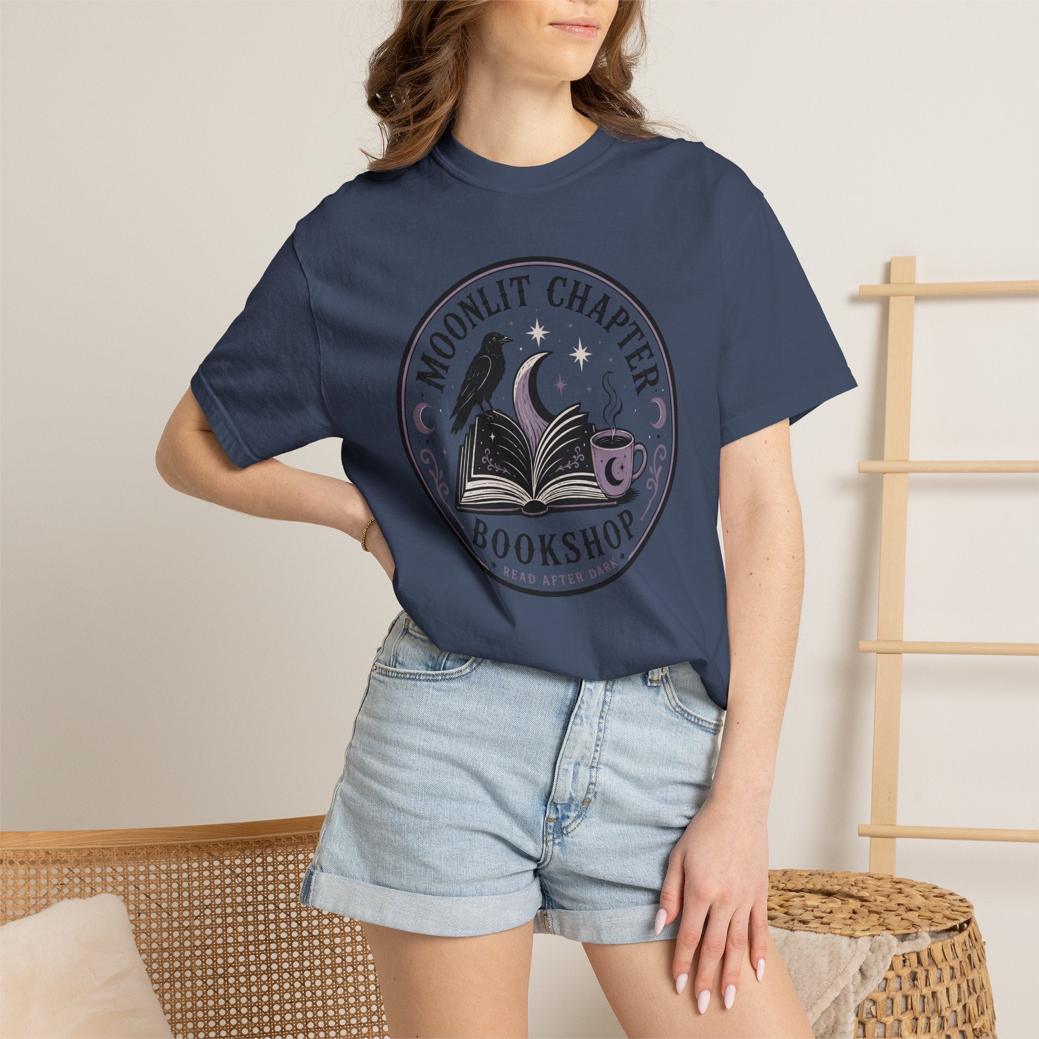 Moonlit Chapter Read After Dark Circle Badge Comfort Colors T-Shirt