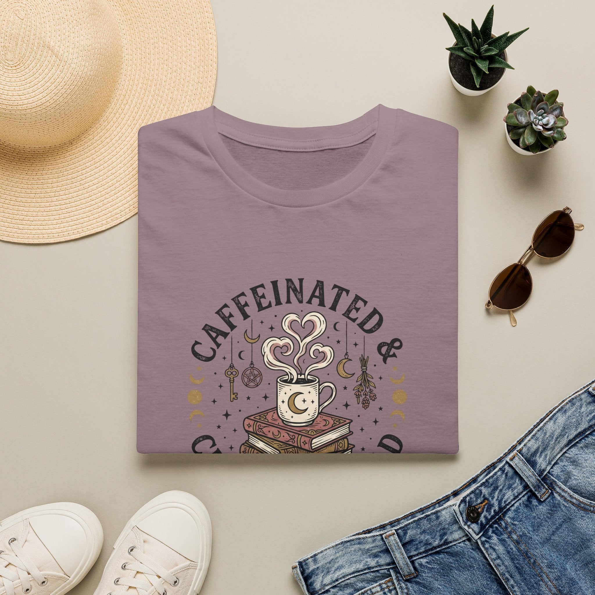 Caffeinated & Cursed To Read T-Shirt