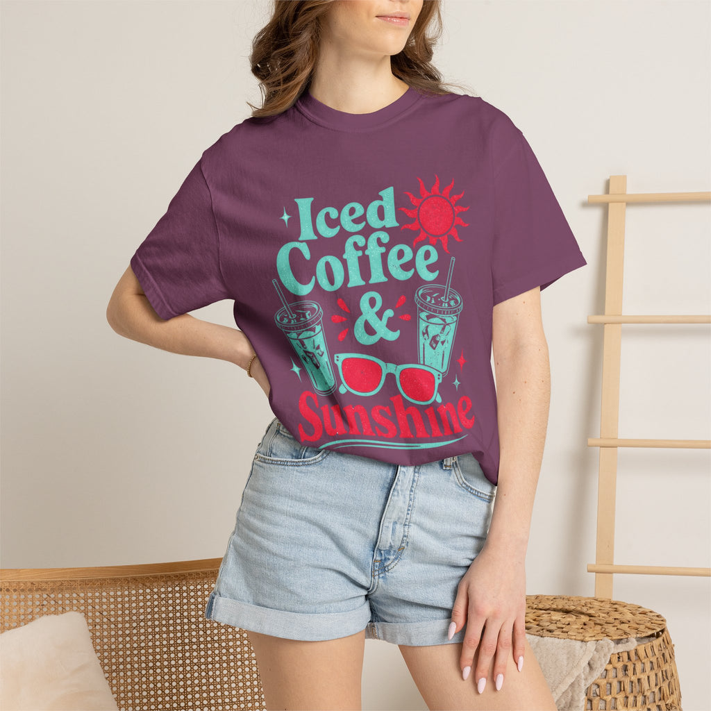 Iced Coffee & Sunshine Blue and Red T-Shirt