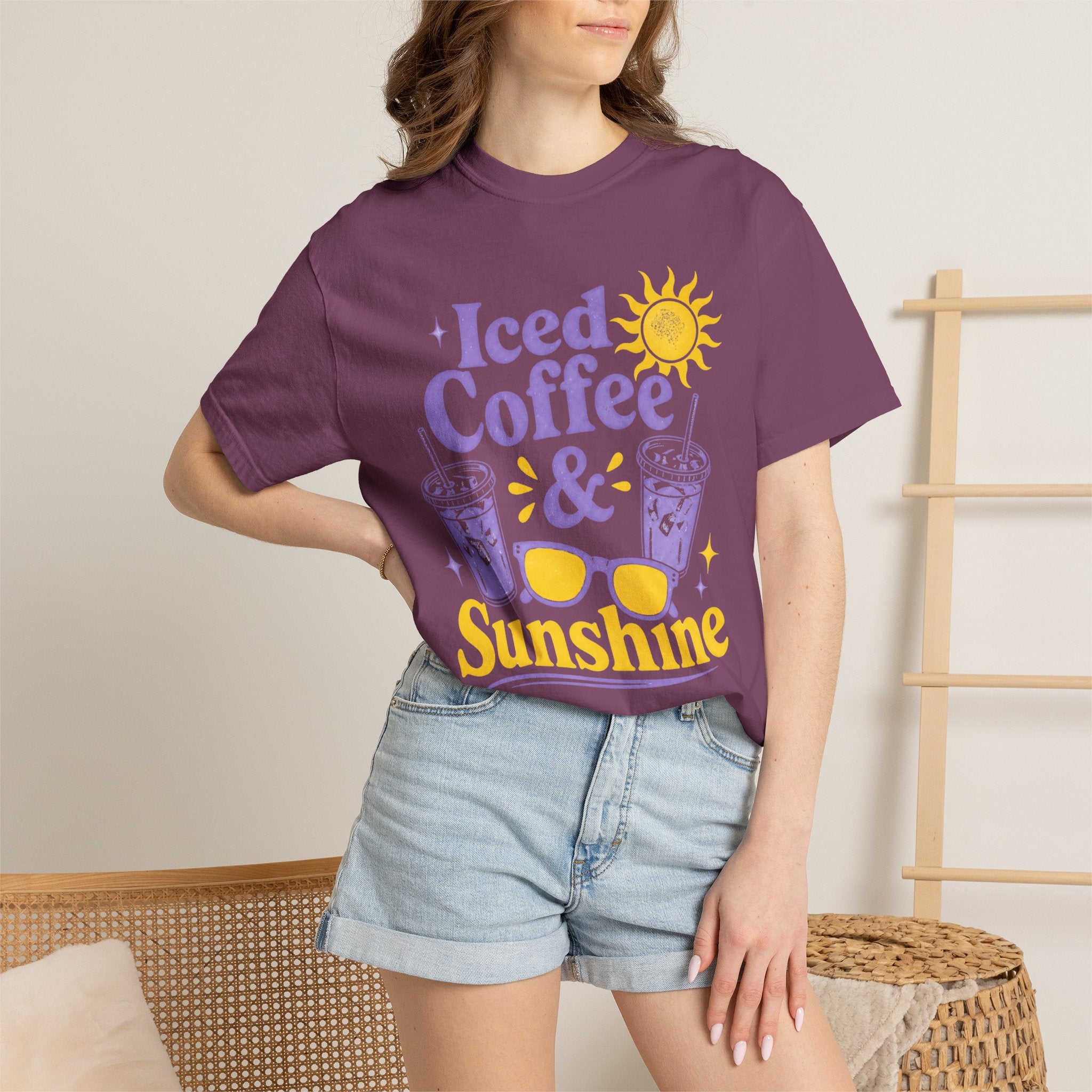Iced Coffee & Sunshine Purple and Yellow T-Shirt