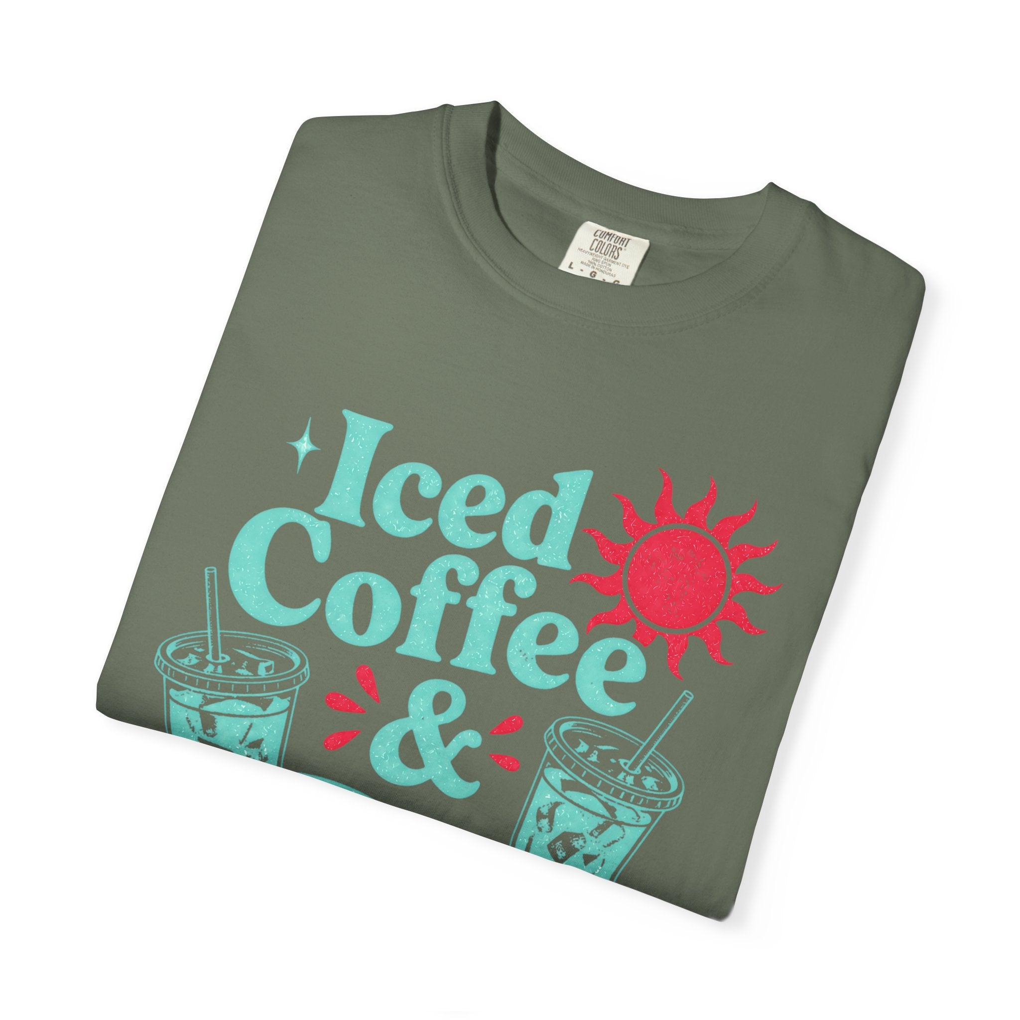 Iced Coffee & Sunshine Blue and Red T-Shirt