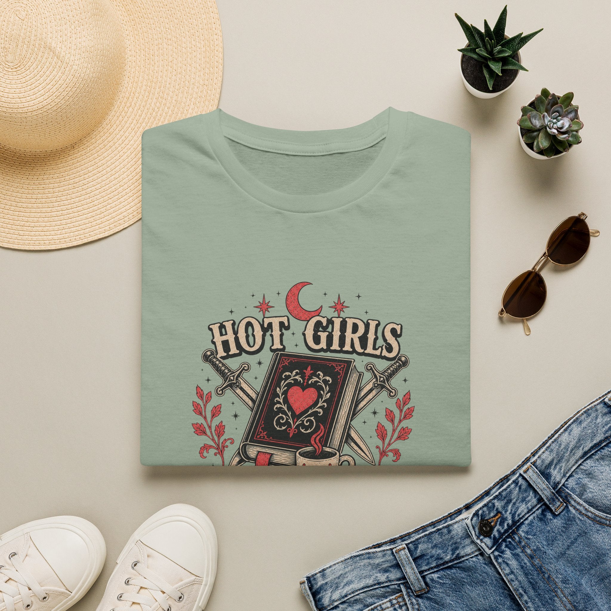 Hot Girls Read Romantasy Stacked  T-Shirt