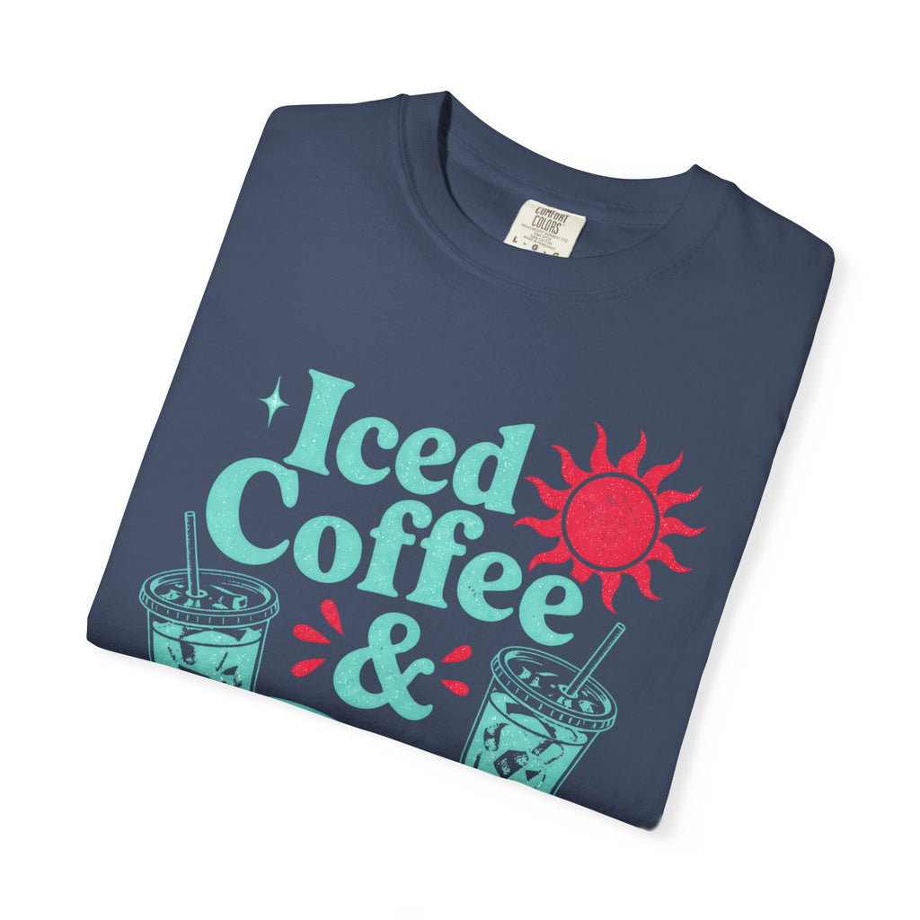 Iced Coffee & Sunshine Blue and Red T-Shirt