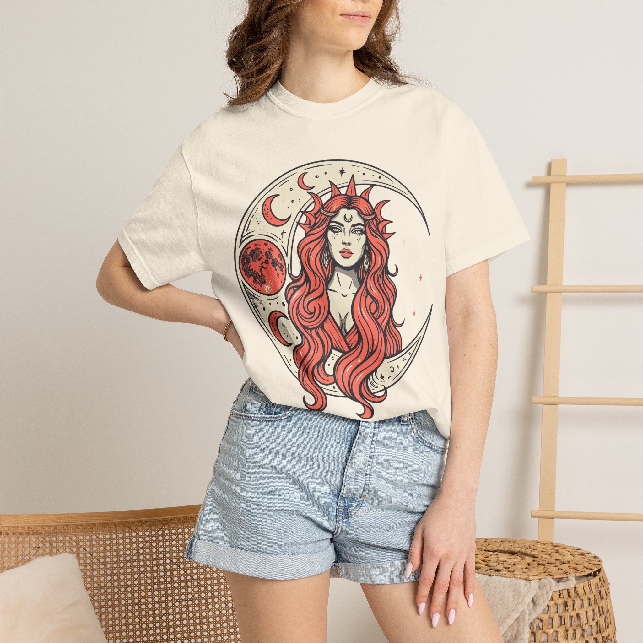 Moon Goddess Coral Graphic T-Shirt