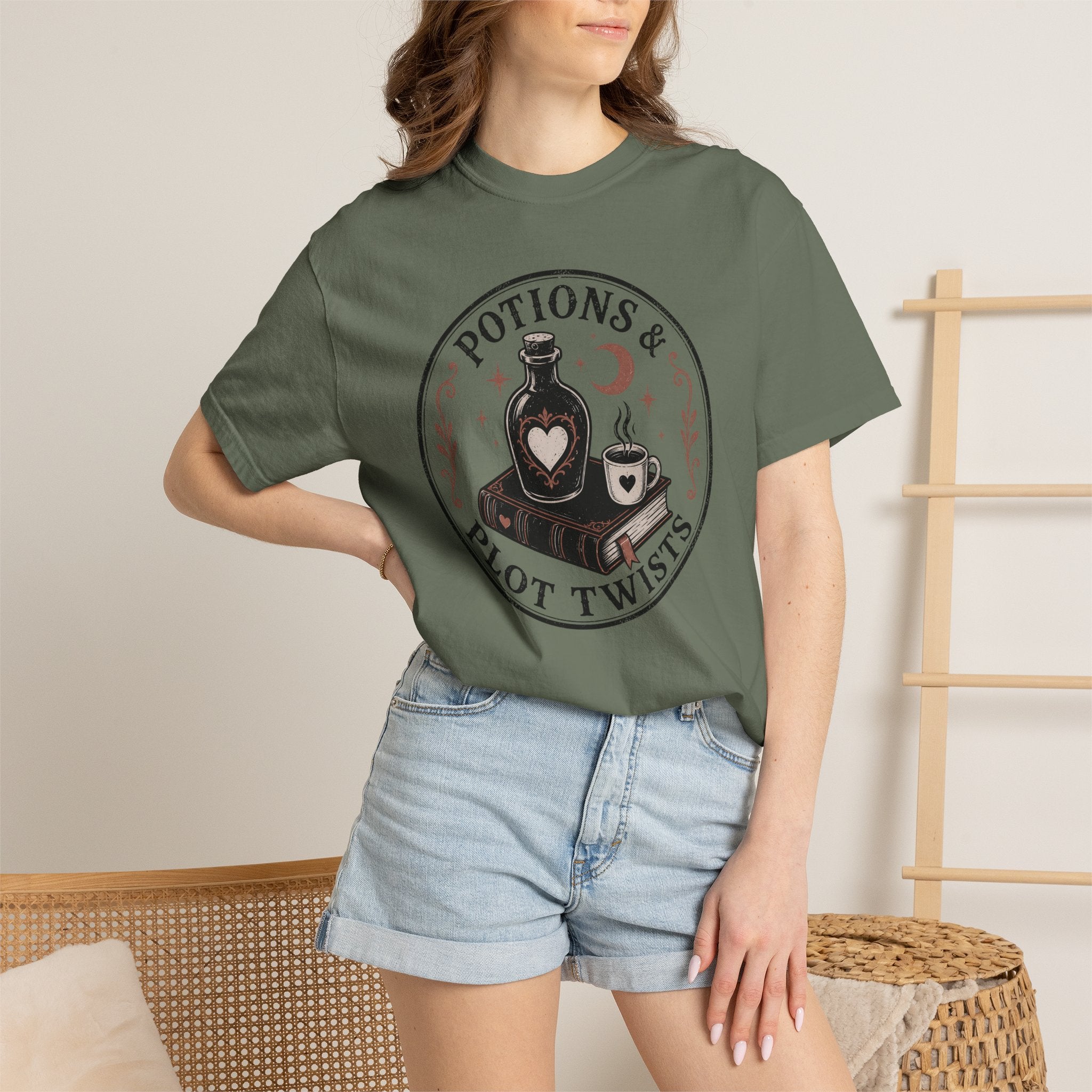 Potions & Plot Twists  Circle Badge T-Shirt