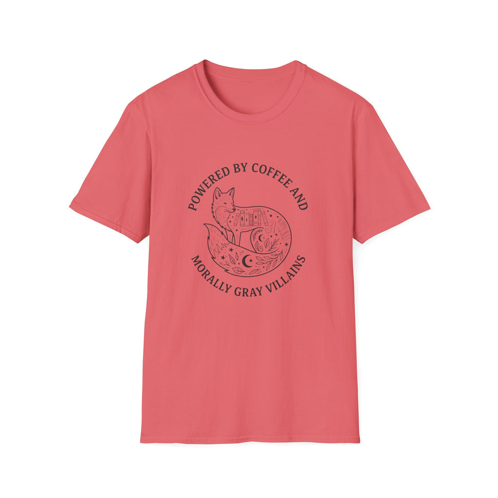 Powered By Coffee & Morally Gray Villains T-Shirt