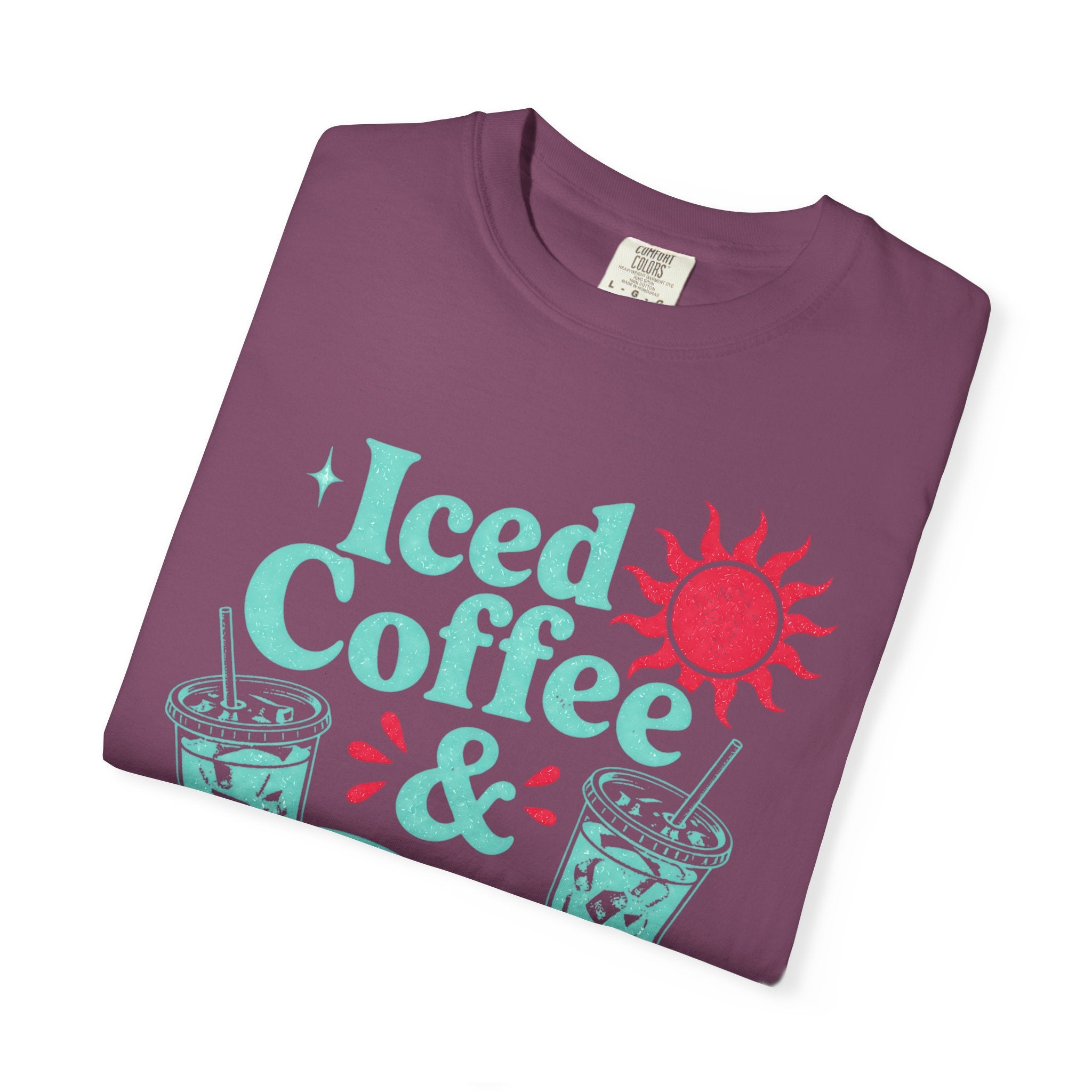 Iced Coffee & Sunshine Blue and Red T-Shirt